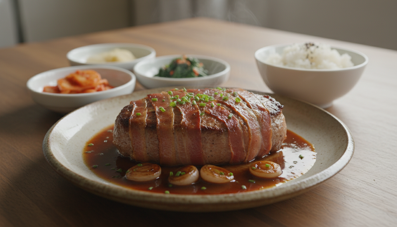 토끼 안심 프로슈토·크레핀 말이 스테이크와 토끼 간 소스